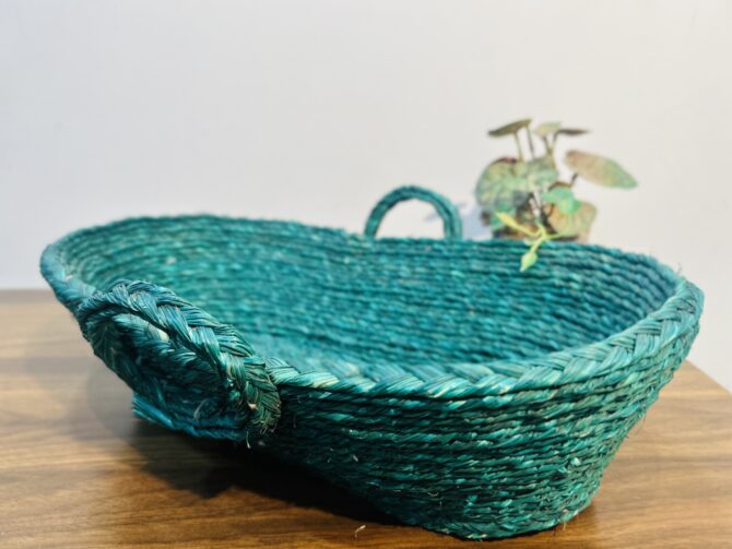 Handmade Bread Basket for Serving - Green Color