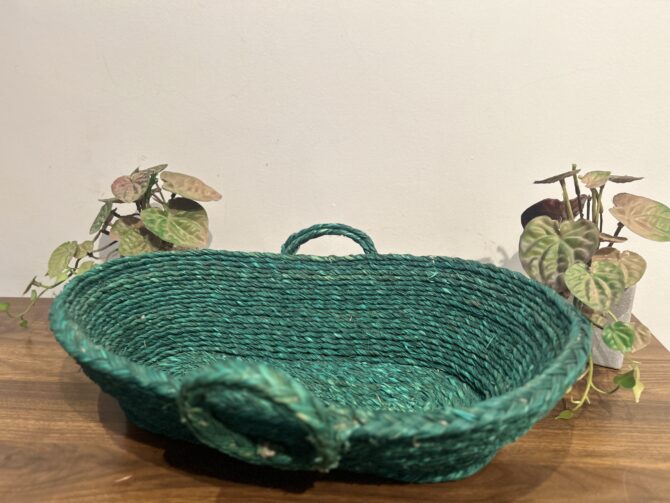 Handmade Bread Basket for Serving - Green Color