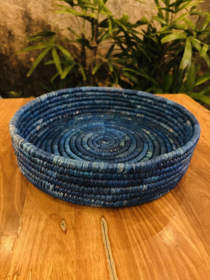 Handcrafted Sabai Grass Multi-Utility Basket - Blue