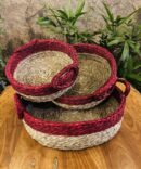 Handmade Sabai Grass Basket with a Natural Handle