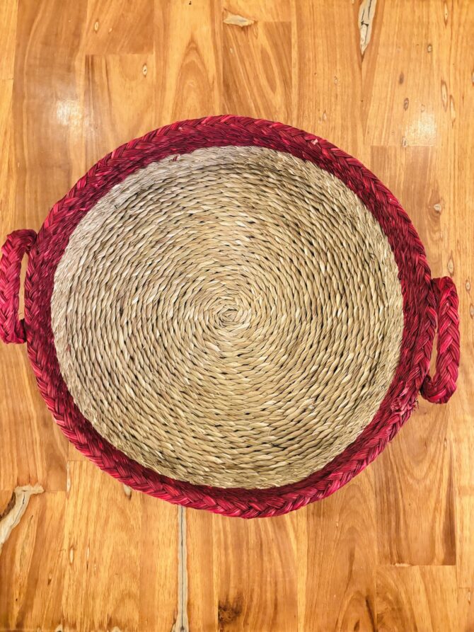 Handmade Sabai Grass Basket with a Natural Handle (Set Of 2)