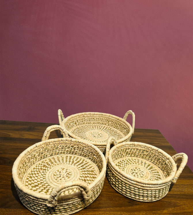 Sabai Grass Natural Basket with Natural Handle – Natural Color