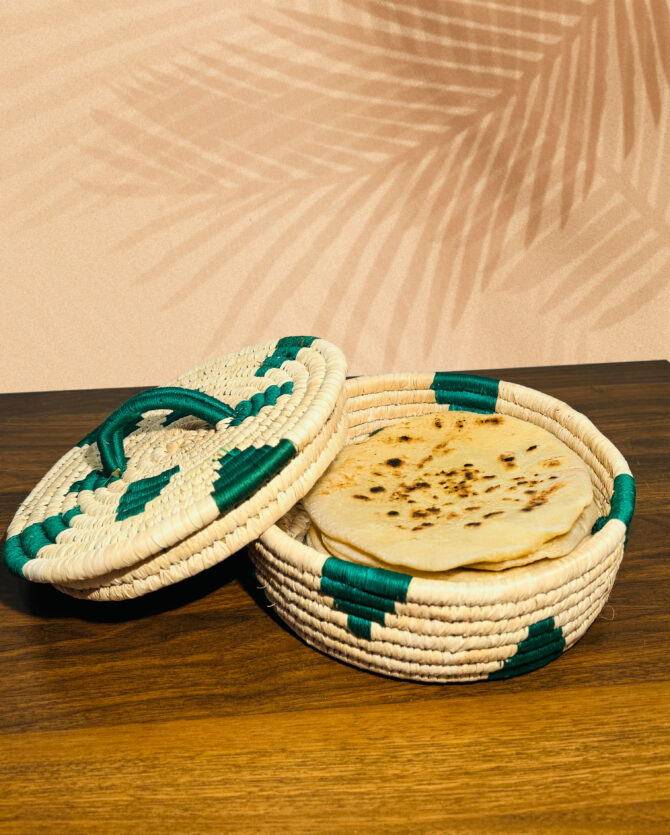 Handcrafted Sabai Grass Natural Roti Box – Green