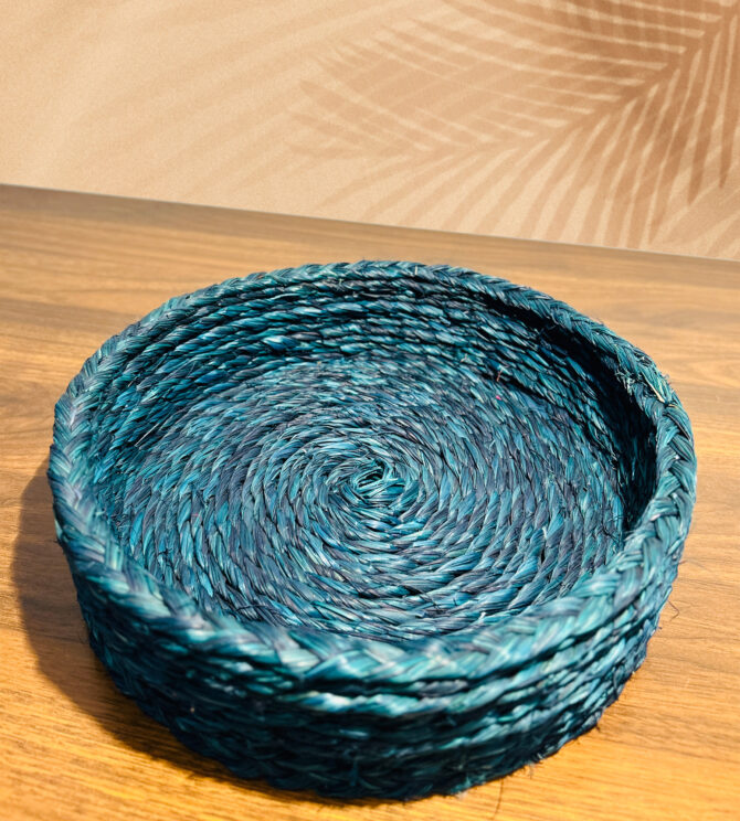 Handmade Sabai Grass Basket - Royal Blue