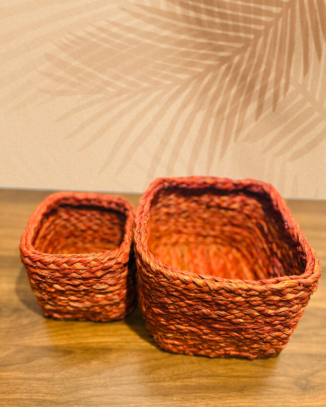 Handcrafted Planter -Rustic Orange (Set of 2)