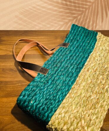 Handmade Shopping Bag - Natural & Rich Green