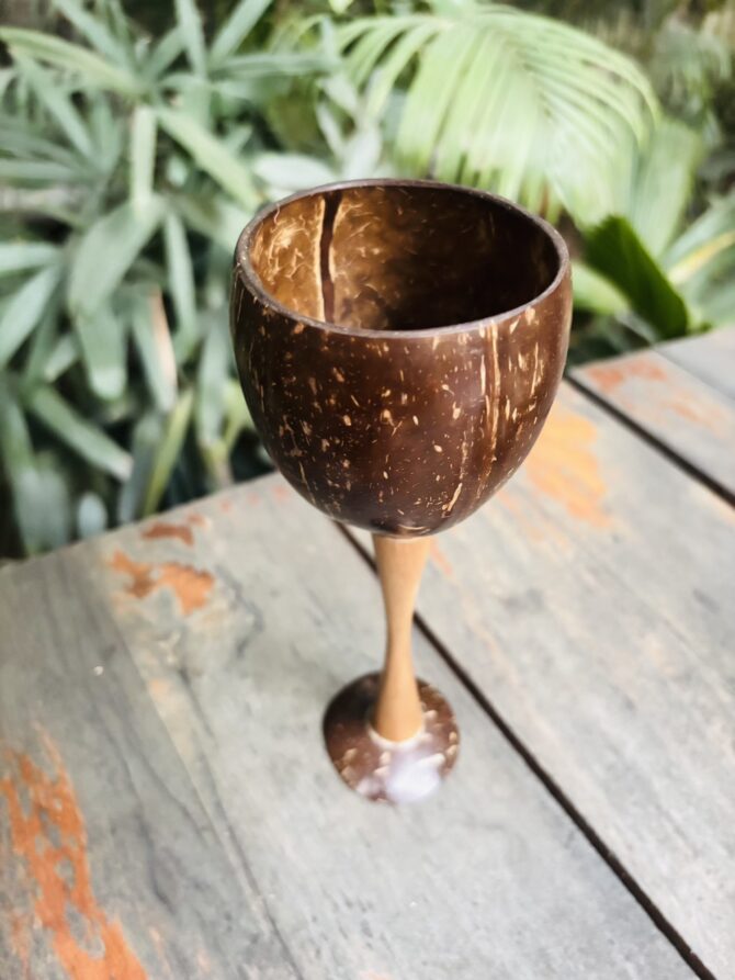 Coconut Shell Long Neck Wine Glass