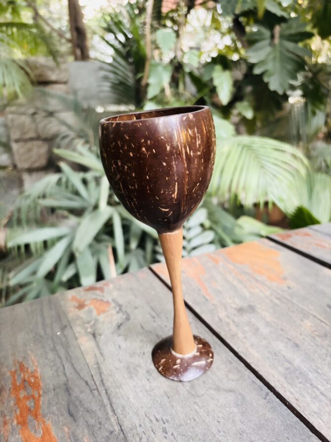 Coconut Shell Long Neck Wine Glass