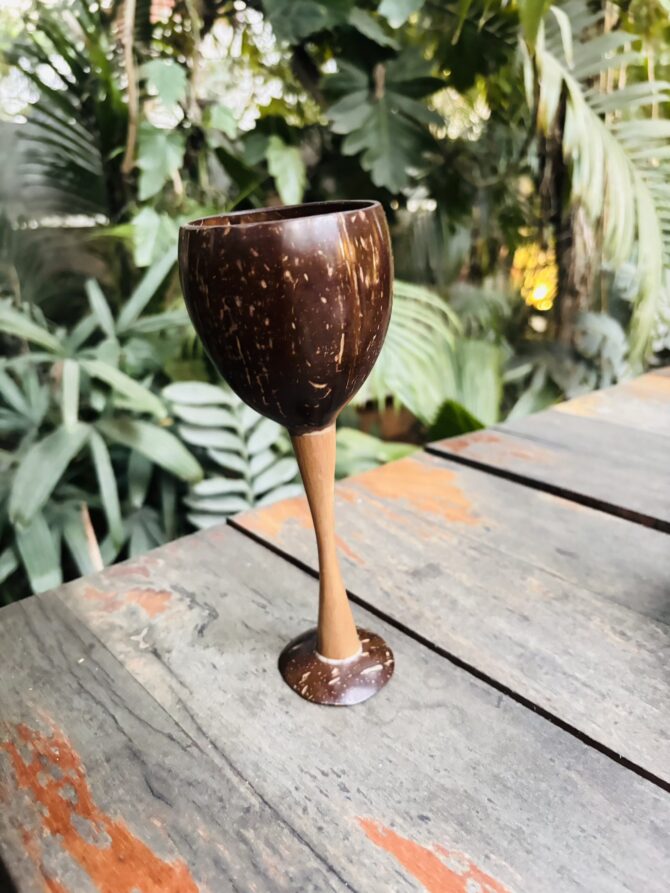 Coconut Shell Long Neck Wine Glass